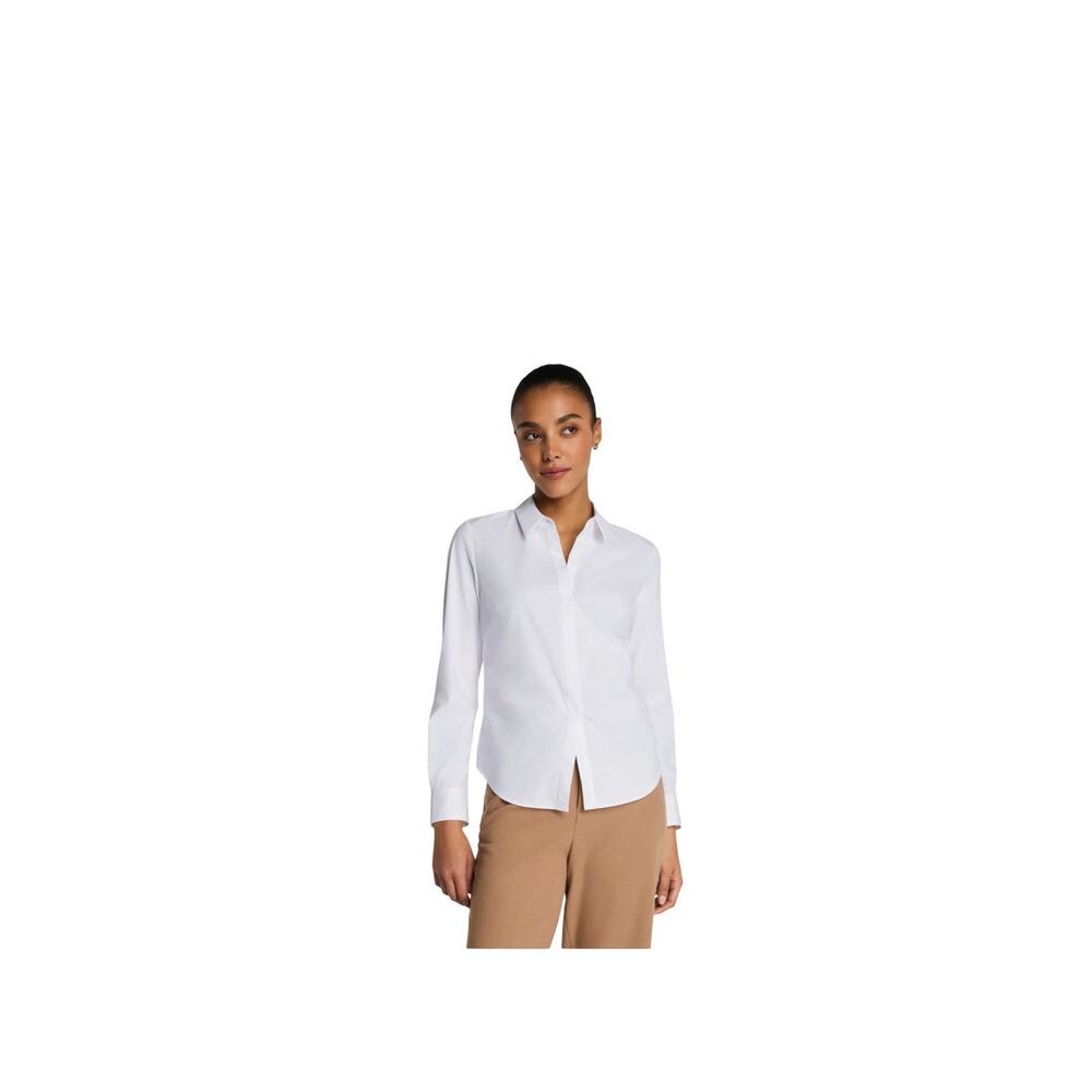 SPANX Oversized Poplin Button Down Shirt Womens Plus 2X white Long Sleeve Cotton - Picture 3 of 9